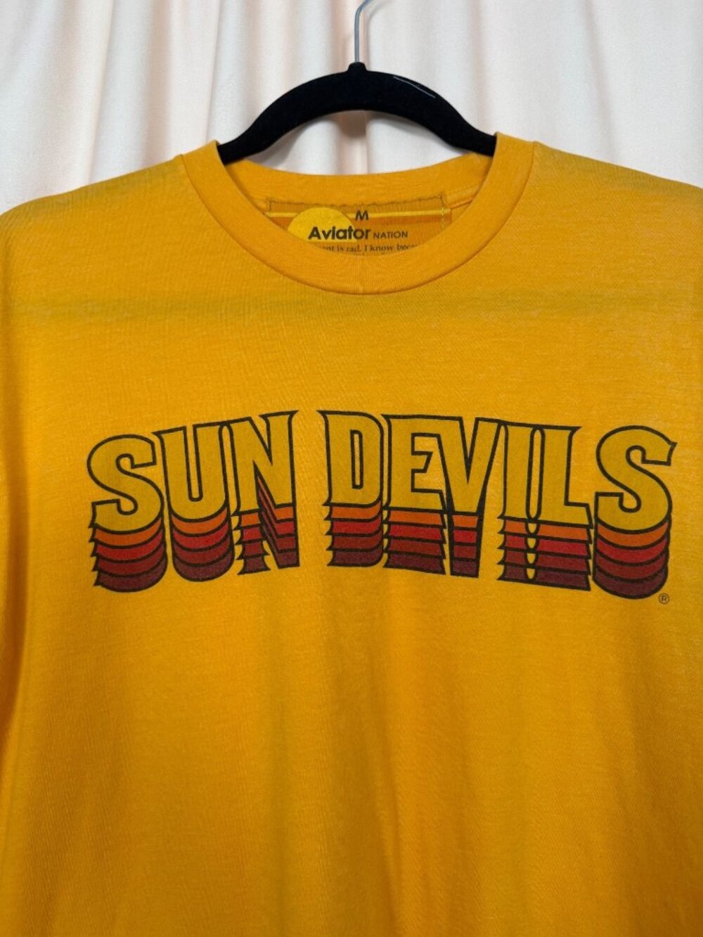 Aviator Nation Arizona State University Sun Devils Crew Tee Shirt Size M Yellow - Picture 2 of 9